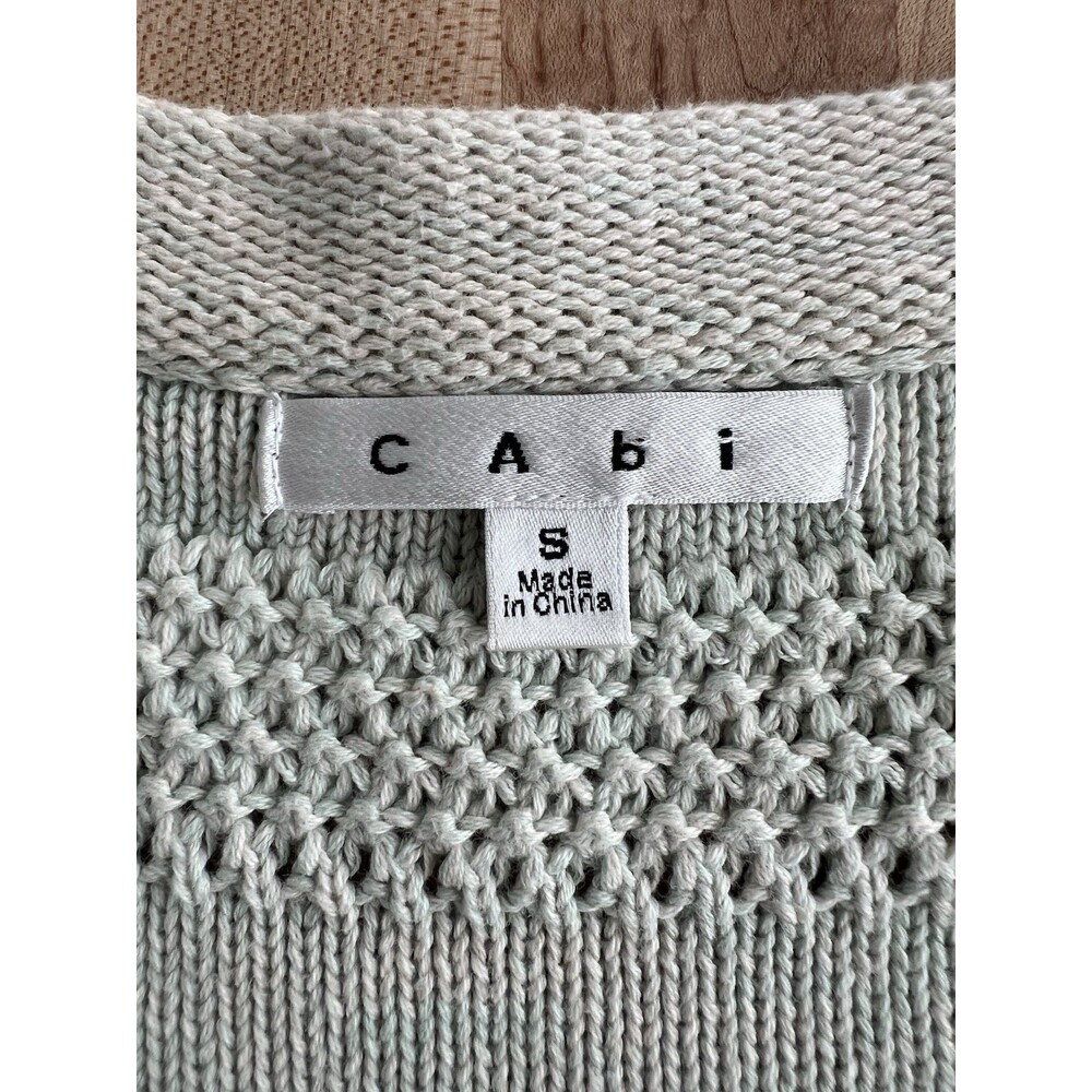 Cabi Women's Society Knit Cardigan Sweater 3/4 Sleeve 100% Cotton Mint Green S - Picture 8 of 12